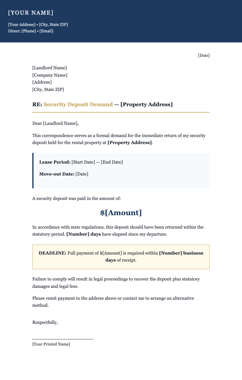 Executive premium demand letter